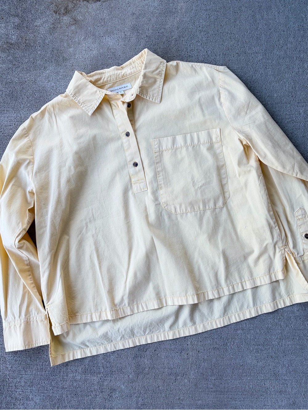 Banana Republic oversized cotton twill popover shirt pale yellow NWOT